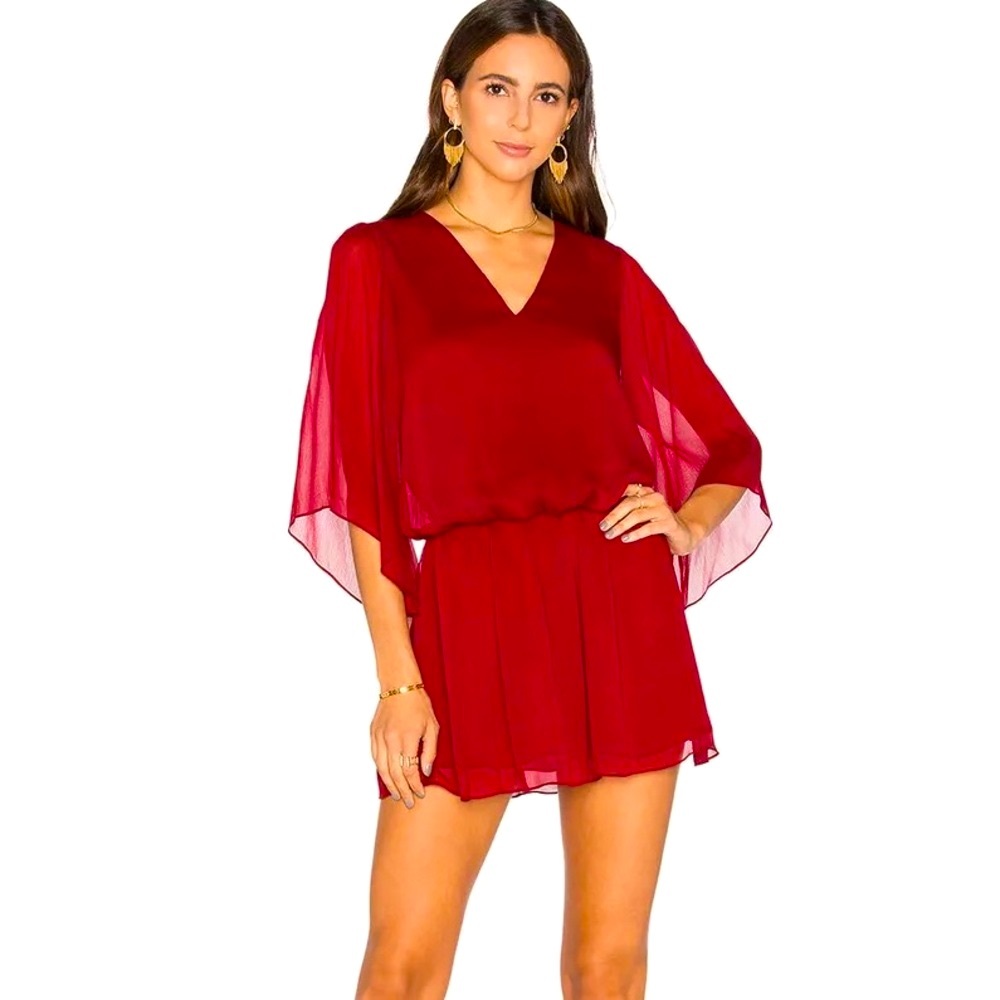 Alice & Olivia Maroon V Neck Dress | Size Small